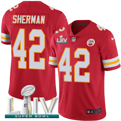 Kansas City Chiefs Nike 42 Anthony Sherman Red Super Bowl LIV 2020 Team Color Youth Stitched NFL Vapor Untouchable Limited Jersey
